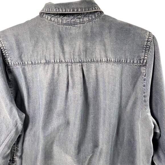 J Jill Womens Denim Tunic Top PM Chambray Long Sleeve Casual Shirt Pockets - Picture 4 of 15